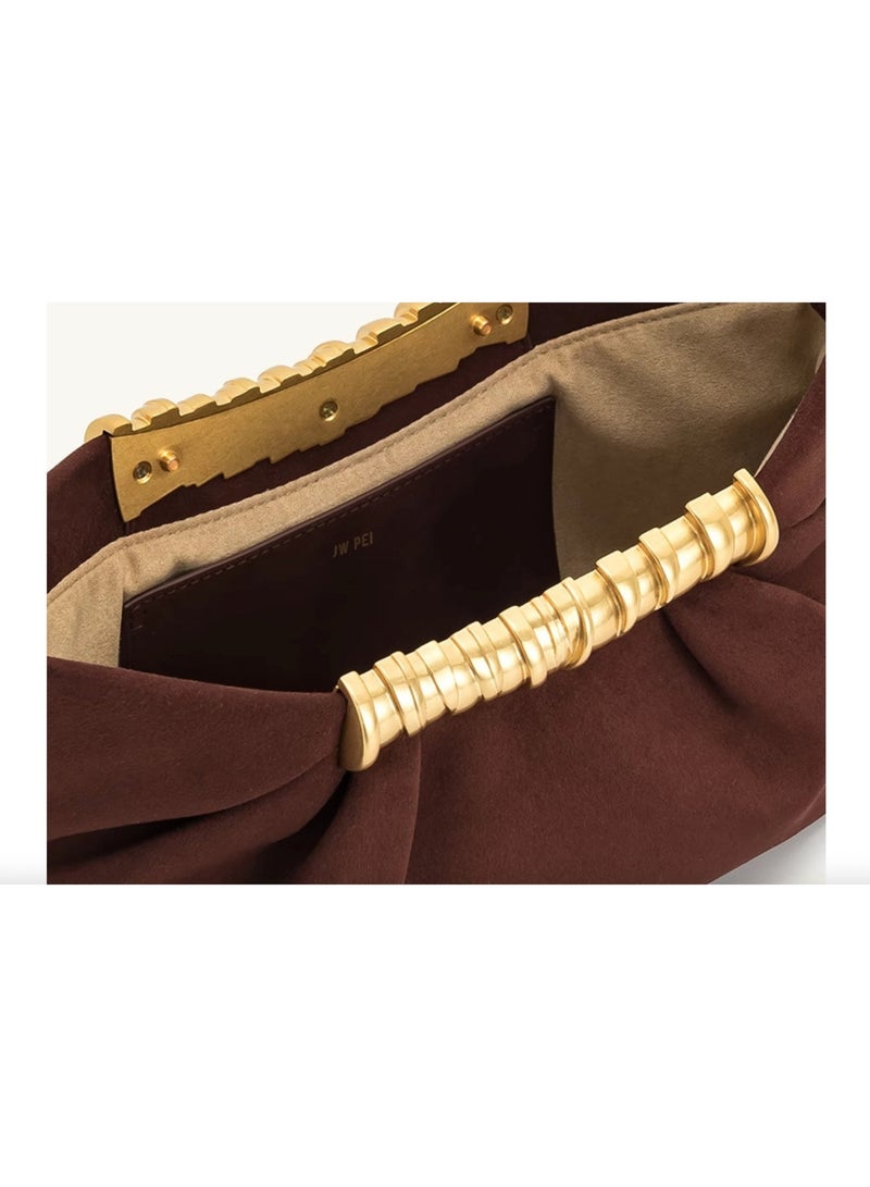 JW PEI Leia Pleated Clutch Bag - Deep Burgundy, Elegant and Classic - Image 5